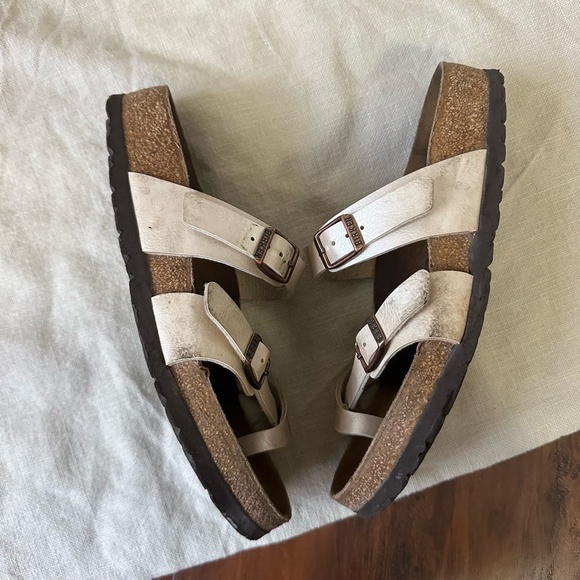 BIRKENSTOCK Mayari Birko-Flor Graceful Pearl White Sandals - Picture 3 of 9